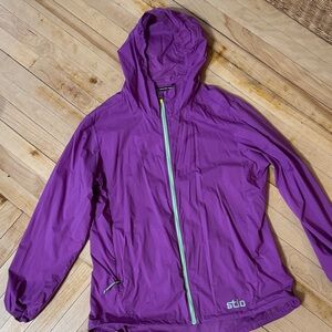 Stio Kids Raincoat in Purple with Green Accents